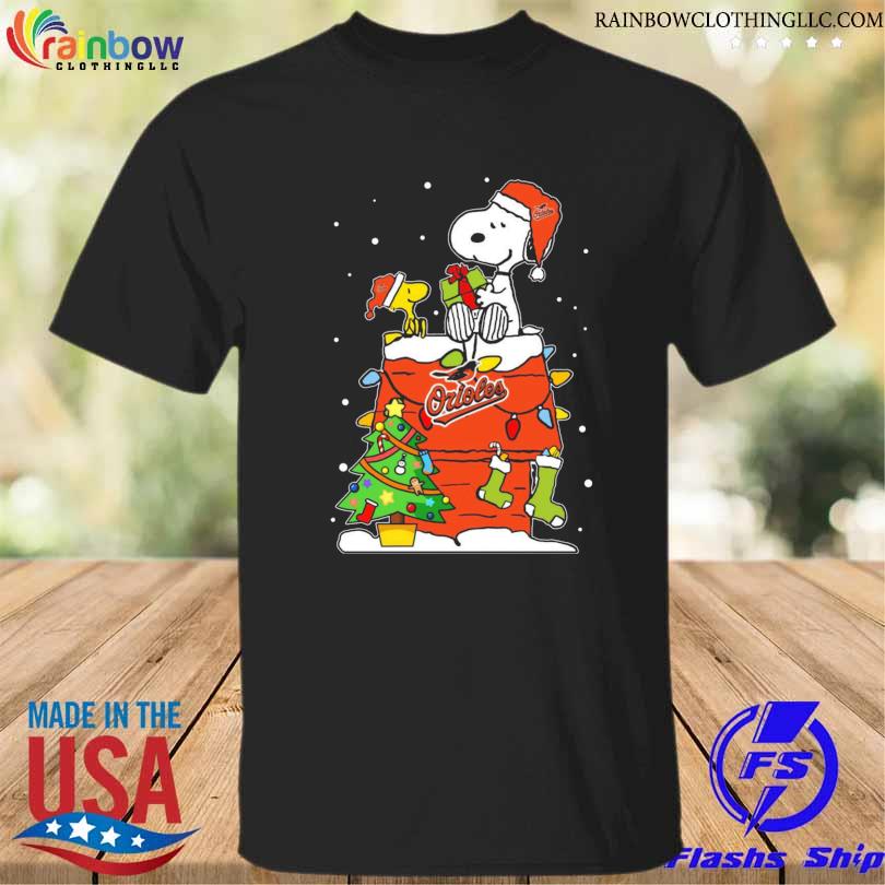 Baltimore orioles santa snoopy and Woodstock Christmas sweater