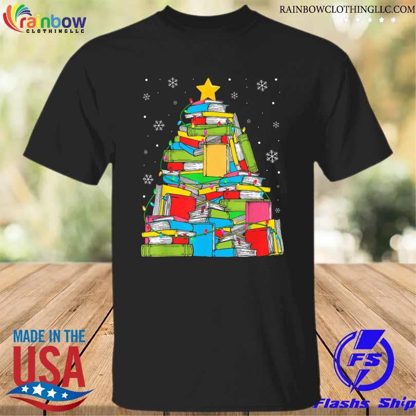 Library Christmas tree librarian x-mas lights book lover sweater