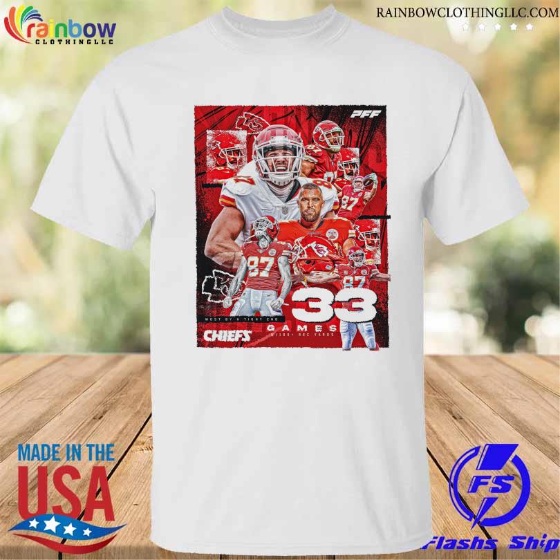 Oficial Kansas city chiefs most by tight end 33 games 2022 shirt
