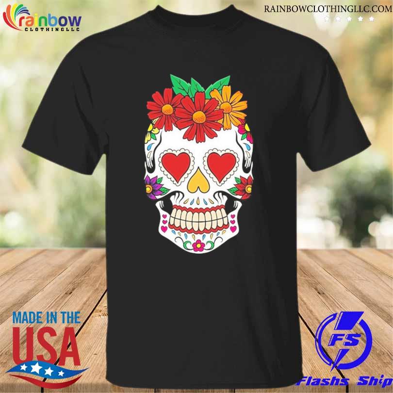 Sugar Skull Flower Crown Day of the Dead Shirt
