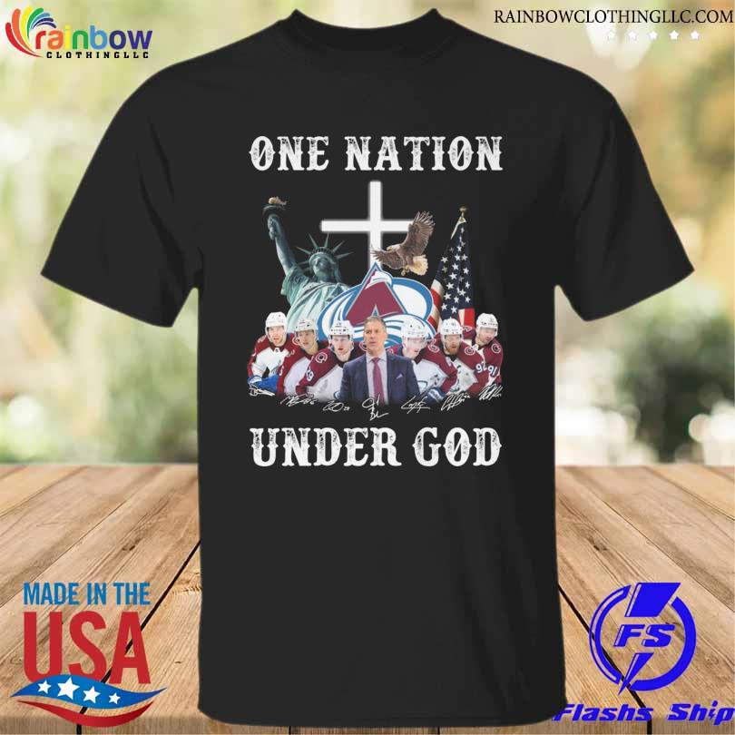 Top colorado Avalanche one nation under god American flag signatures 2022 shirt