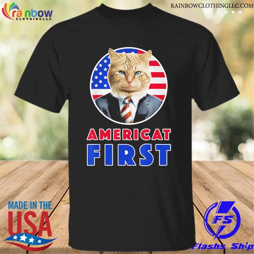 Americat first patriot america cat president outfit American flag shirt