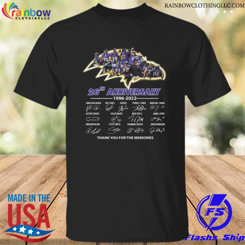 Baltimore Ravens 26th anniversary 1996 2022 thank you for the memories signatures shirt