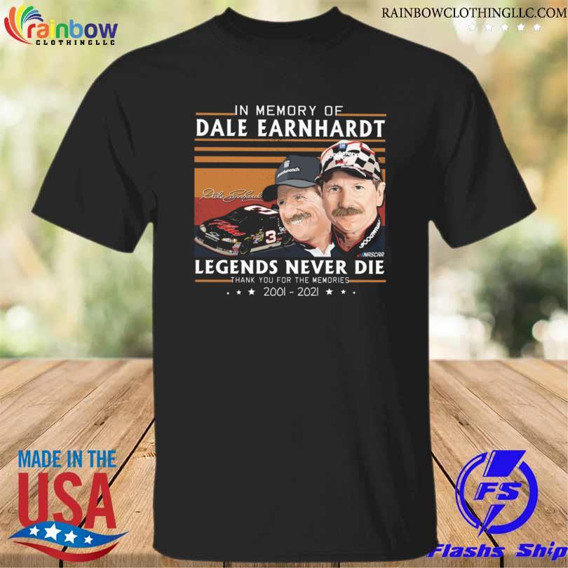 In memory of dale earnhardt legends never die thank you for the memories signatures shirt