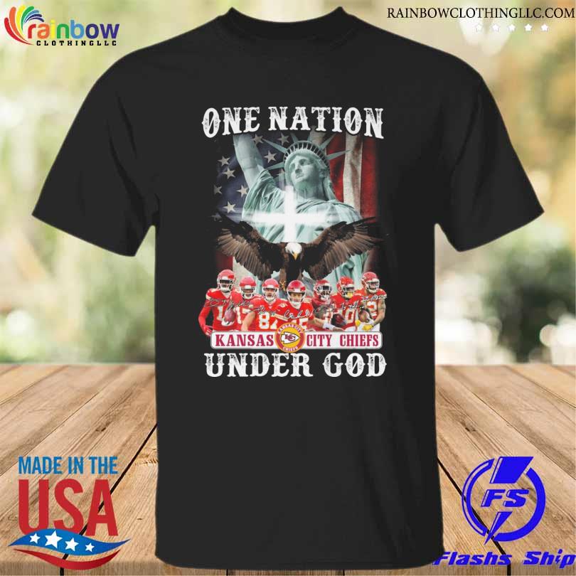Kansas City Chiefs one nation under god American flag signatures shirt