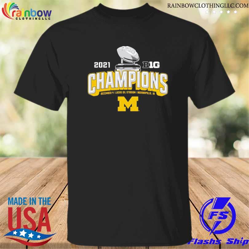 Michigan wolverines blue 84 2021 big ten football conference champions locker room shirt