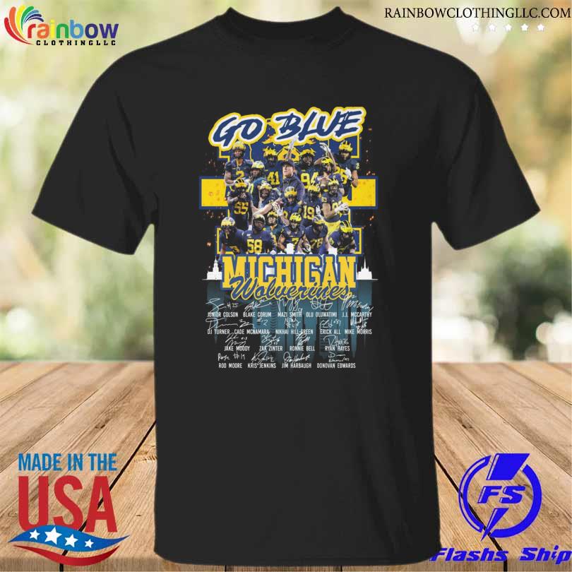 Michigan wolverines go blue 2023 signatures shirt