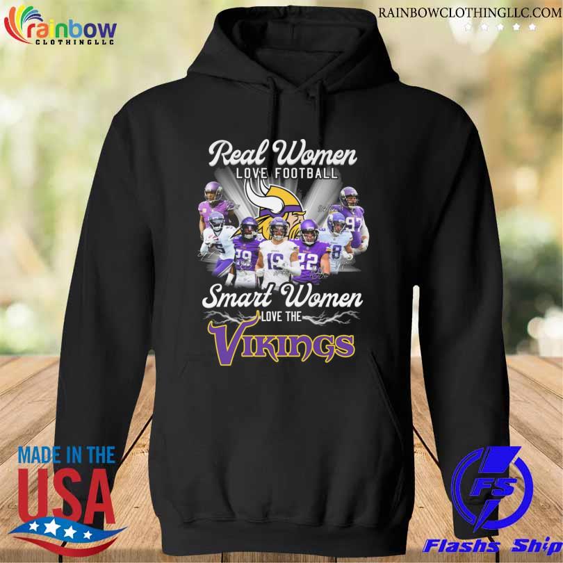 Minnesota Vikings real women love baseball smart women love the Minnesota Vikings 2023 signatures s hoodie den