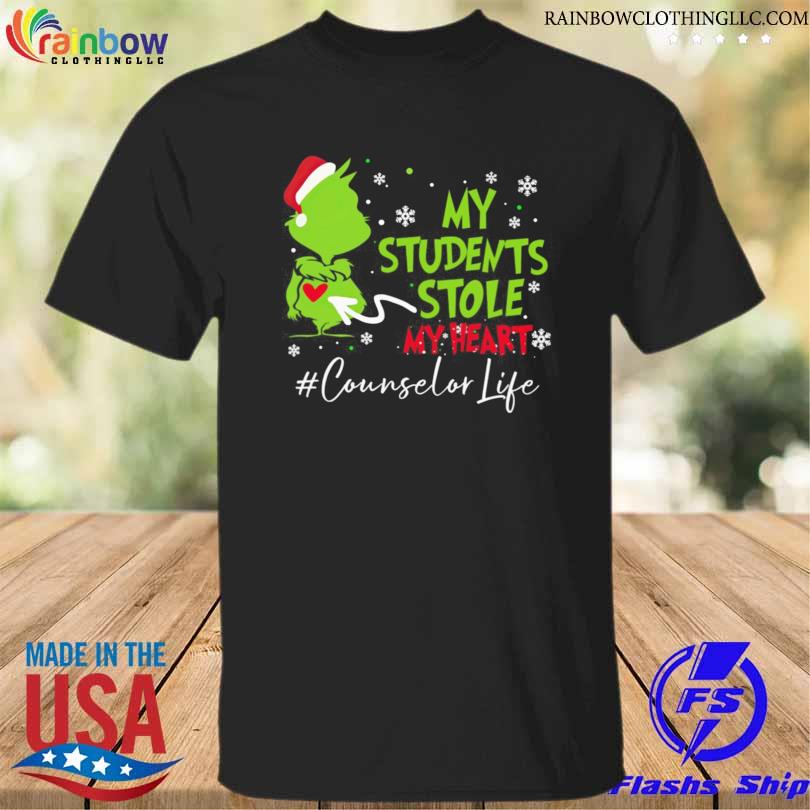 Santa grinch my students stole my heart counselor life Christmas sweater