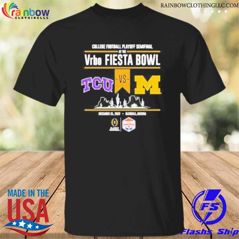 Tcu vs michigan 2022 college football playoff fiesta bowl head to head black shirt