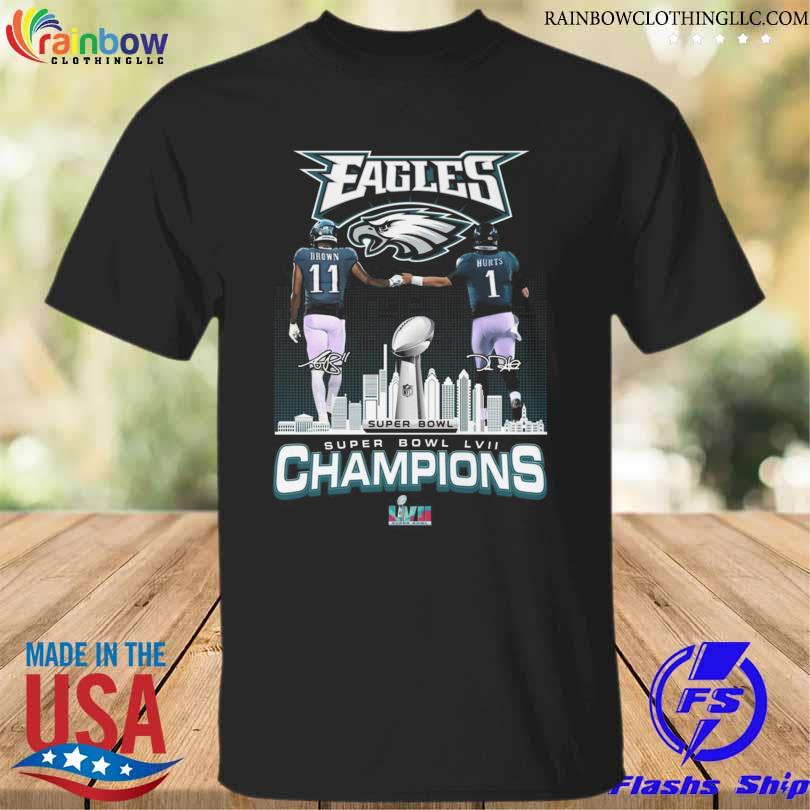 Philadelphia eagles A. J. Brown and Jalen Hurts super bowl Lvi champions shirt