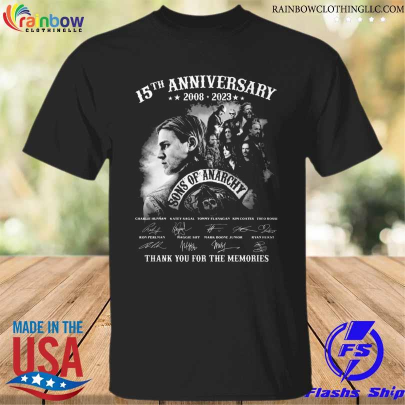 Sons of anarchy 15th anniversary 2008 2023 thank you for the memories signatures shirt