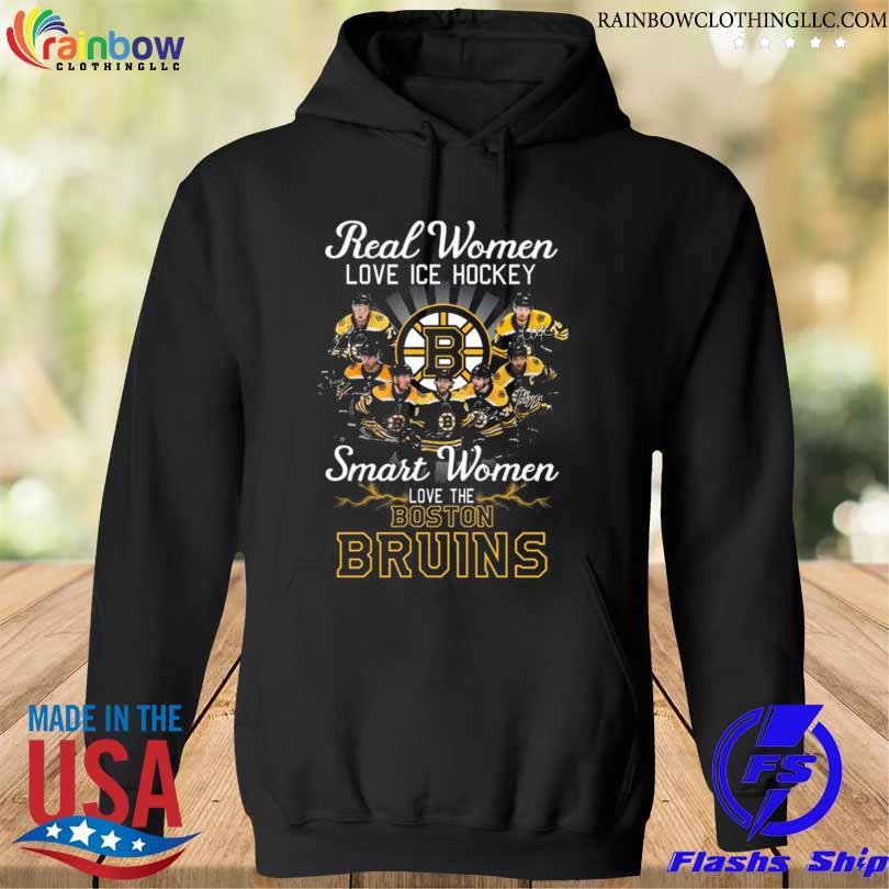 Real women love Ice hockey smart women love the Boston Bruins signatures s hoodie den