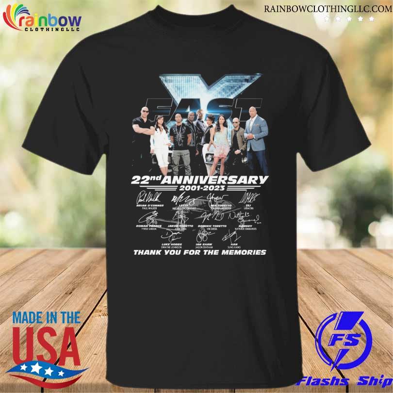 22nd anniversary 2001 2023 Fast & Furious thank you for the memories signatures shirt