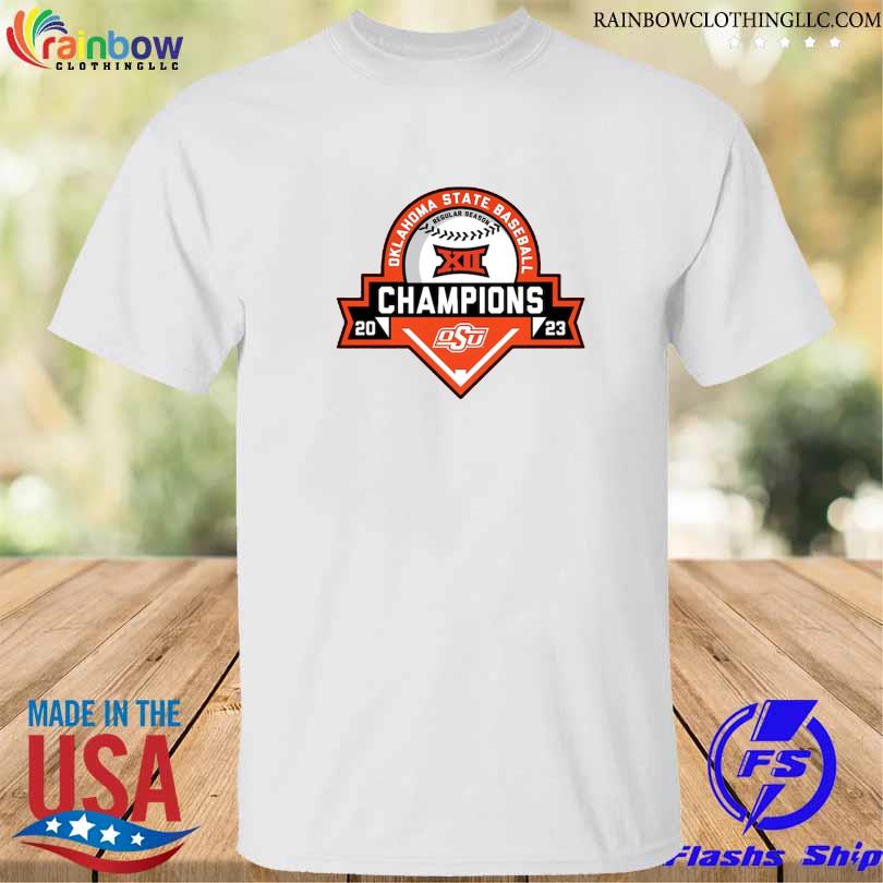 Blue 84 Oklahoma State Cowboys Orange 2023 Big 12 Baseball Regular Season Champions T-Shirt