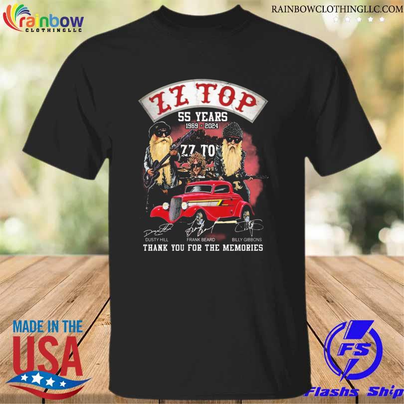 ZZ top 55 years 1969 2024 thank you for the memories signatures shirt
