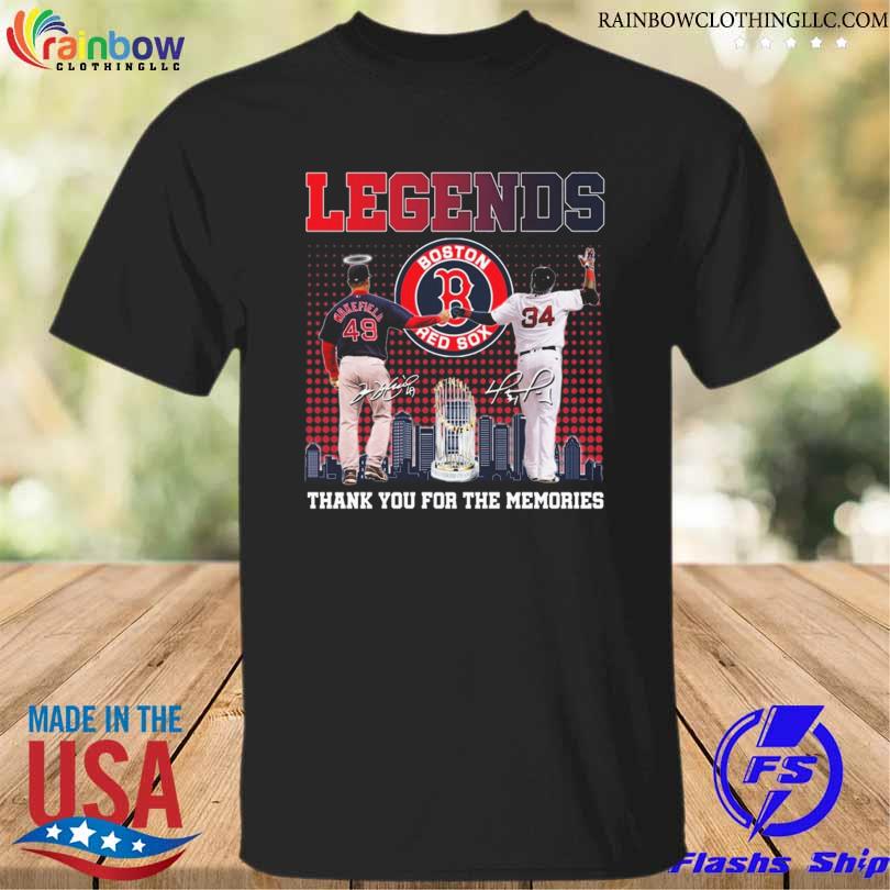 Boston red sox legends thank you for the memories skyline signatures shirt