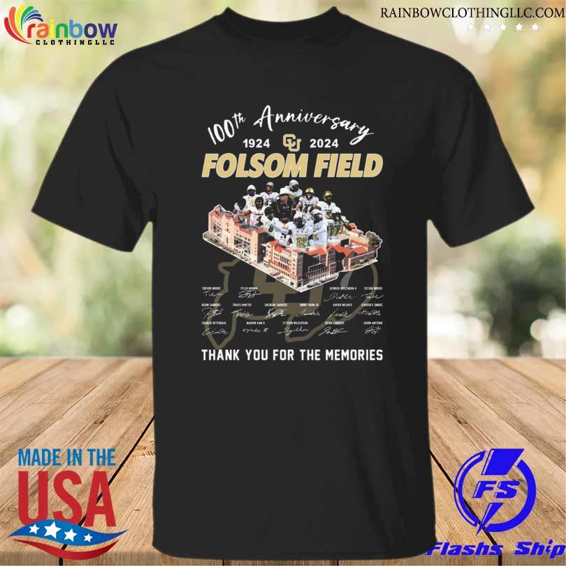 Colorado Boulder 100th anniversary 1924 2024 folsom field thank you for the memories signatures shirt
