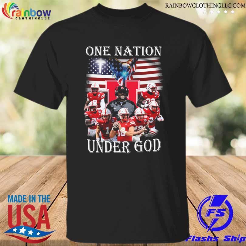 Funny nebraska cornhuskers one nation under god American flag 2023 shirt