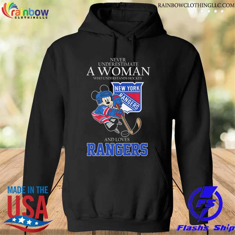 Mickey Mouse never underestimate a woman who understands hockey and love new york rangers s hoodie den